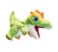 THINCAN Marioneta de mano de felpa verde suave con boca móvil dinosaurio interactivo juguetes de peluche para jugar a la narración de cuentos regalo para niños