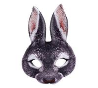 THINCAN Máscara de conejo de Pascua, Halloween, carnaval fiesta, discoteca, disfraz de media cara, orejas de conejo, máscaras