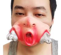 THINCAN Máscara de látex media cara terrible máscara de payaso novedad divertida Halloween fiesta cosplay accesorios 3D terror máscara animal regalo