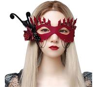 THINCAN Máscara de media cara con borlas de flores para mujer, máscara de mascarada para niñas venecianas, fiesta de Halloween, máscara de fiesta de moda