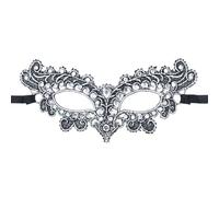 THINCAN Máscara veneciana de diamantes de imitación, máscara de encaje de media cara, máscara de ojos Mardi Hierba, disfraz de fiesta de Halloween