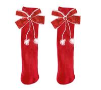 THINCAN Mujeres Chicas Año Nuevo Elegante Lindo Corazón Cadenas Bowknotakzent Tobillo Calcetines Transpirables, Rojo Arco Rojo, children socks