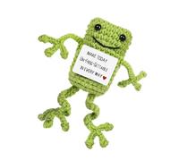 THINCAN Muñecos de rana de ganchillo inspiradores con notas positivas palabras gancho regalo rana llavero para niños