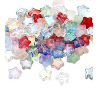 THINCAN Paquete de 50 perlas de estrella pentagonal de cristal perforado rectas para collares y pendientes, hallazgos de joyas, accesorios de perlas