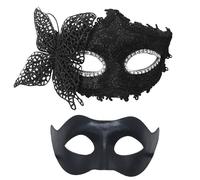 THINCAN Par de máscaras de mascarada de media cara, máscara de mascarada, accesorio de disfraz para hombres, mujeres, Halloween, boda, baile de graduación