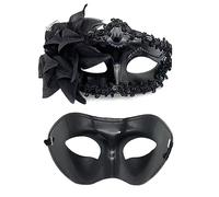 THINCAN Par de máscaras venecianas para carnaval, Mardi Gras Prom Teatrical Cosplay Party Masque Máscara de Encaje