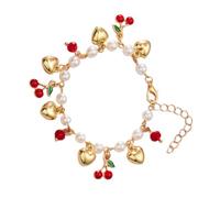 THINCAN Pulsera de encanto de fruta de moda simboliza dulzura y felicidad para mujeres jóvenes y entusiastas de la moda, dulce fresa corazón de cereza pulsera