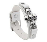 THINCAN Pulsera de mano de esqueleto inspirado punk con textura de cuero PU para ropa de calle gótica y joyería rebelde gótica muñeca Accessor