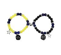 THINCAN Pulsera de perlas azules y amarillas minimalistas y elegantes para parejas, pulseras, regalo de joyería para cumpleaños, aniversario