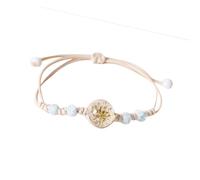 THINCAN Pulsera trenzada ajustable con perlas crepitantes y flores de cristal hecho a mano brazalete guardias cable pulsera accesorios