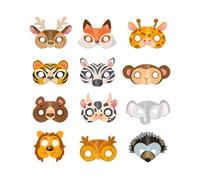THINCAN Safaris Adventure Kids Party Mask 12 coloridos diseños de animales de papel para juegos creativos y eventos Halloween problemas de Navidad