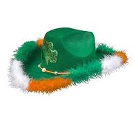 THINCAN Sombrero de vaquera verde irlandés del Día Nacional Top Wide Bim Mode Patrick Day Fedora Festival Musical Grimmhut