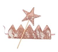 THINCAN Sparkling CROWN DEADEWAY & STAR Juego de varita mágica para baby showers, fiesta de cumpleaños, palo de hadas para niñas, para actuaciones escénicas