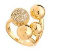 THINCAN Única Forma de Bola Geométrica Anillos de Circón Plata Oro Joyas de Cobre Pulido Resistente Regalo Ligero Para Su Declaración Pulida, como se describe