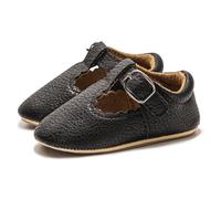 THINCAN Zapatos de cuero de PU para bebé sin deslizamiento, recién nacido, primer caminante, Cirb, zapatos planos para 0-18 meses, Negro , J