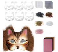 THINCAN Zorros Gatos Máscara Therian Kits De Máscara Con Pegatinas De Piel Y Red Ojo Therian Máscara Espacios En Blanco Base Para Pintar Máscara De Disfraz