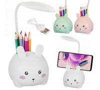 things-4you Lámpara Infantil Conejo Blanco con Portalápices y Soporte Móvil - Luz Nocturna LED Recargable USB-C - Flexo Escritorio Niños y Mesita de Noche