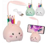 things-4you Lámpara Infantil Conejo Rosa con Portalápices y Soporte Móvil - Luz Nocturna LED Recargable USB-C - Flexo Escritorio Niños y Mesita de Noche