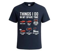Things I Do in My Spare Time Car Lovers - Camiseta divertida para hombre, Camiseta azul marino con estampado blanco, 5XL