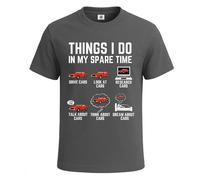 Things I Do in My Spare Time Car Lovers - Camiseta divertida para hombre, Camiseta gris con estampado blanco, XXL