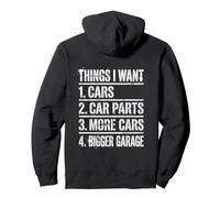 Things I Want Cars Car Parts Funny Mechanic (EN LA Parte Trasera) Sudadera con Capucha