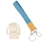 Things of Happiness Cordón corto llavero y mosquetón para hombre y mujer | elegante llavero de Kleines Geschenk Geburtstag, Valentinstag, Weihnachten | cordón corto (azul/blanco)
