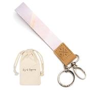 Things of Happiness Cordón corto llavero y mosquetón para mujer y ella | elegante llavero | pequeño regalo cumpleaños, San Valentín, Navidad | cordón corto (rosa/oro)