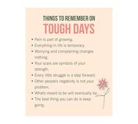Things to Remember on Tough Days Wall Art Print Motivational Encouragement Quote for Office Classroom Therapy Home School Positive Affirmation(Unframed,08x12inch(20x30cm))
