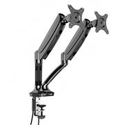 Thingy Club Soporte de escritorio con resorte de gas para monitor LCD, soporte de doble brazo con inclinación y giro (inclinación -45°/+90°, giratorio 180°, gira 360°)