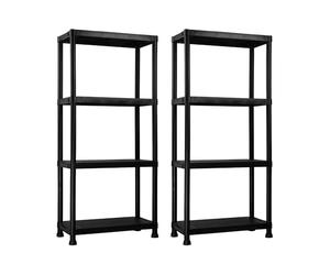 THINIA HOME 7H Seven House - Pack 2 Estanterías Almacenaje, Polipropileno PP, Multiusos, Hogar, Trastero, Domitorio y Cocina, 4 Baldas, Carga Máxima 100Kg, 61x31x131cm (Largo x Ancho x Alto), Negro