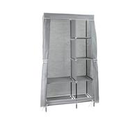 THINIA HOME - Armario Ropero de Tela con Cortinas Gris y Blanco | Armario Ropero Grande y Resistente 90x43x168 cm y 20 Kg Carga | Armario de Tela Desmontable para Dormitorio, Vestidor o Trastero