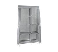 THINIA HOME - Armario Ropero de Tela con Cortinas Gris y Blanco | Armario Ropero Grande y Resistente 90x43x168 cm y 20 Kg Carga | Armario de Tela Desmontable para Dormitorio, Vestidor o Trastero