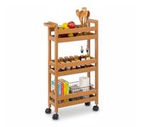 THINIA HOME - Carrito Auxiliar con Ruedas de Polietileno Resistente y Compacto, 3 Estantes para Cocina, Baño o Lavandería, Estilo Nórdico, 40x15x75 cm
