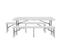 THINIA HOME Conjunto Plegable Mesa con 2 Bancos de 180cm Catering