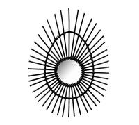 THINIA HOME - Espejo Pared Decorativo Deko, Ratán, Comedor, Salón, Recibidor y Pasillo, Dormitorio, Interior, Diseño Boho-Chic, Ambiente Mediterráneo, Forma Ovalada, Dimensiones 80cm, Color Negro