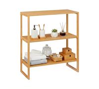 THINIA HOME - Estantería de Bambú Natural con 3 Estantes, Estantería Auxiliar para Baño, Cocina o Salón, Mueble Organizador Compacto, Estilo Nórdico, 69.6x20x84 cm