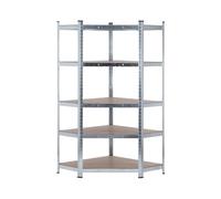 THINIA HOME - Estantería Esquinera Modular Gris 5 Baldas Ajustables 180x90x40x70,5cm 875Kg