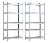 THINIA HOME - Estantería Modular Almacenaje (Pack 2), Acero Galvanizado y MDF Antihumedad, Hogar, Trastero, Garaje, 5 Baldas Ajustables, Carga Máxima 875Kg, 90x40x180cm (largo x ancho x alto)