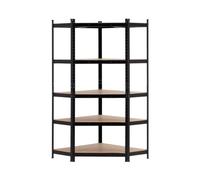 THINIA HOME - Estantería Modular Esquinera, Acero y MDF Antihumedad, Hogar, Trastero, Garaje, 5 Baldas Ajustables, Carga Máx. 875Kg, 80x40x56x180cm (Largo x Ancho x Frontal x Alto)