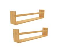 THINIA HOME - Estantes Flotantes de Bambú Natural, Baldas de Pared Reversibles para Cocina, Baño o Salón, Estilo Nórdico, 57x10x14 cm, Pack 2