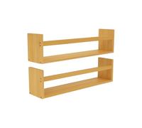 THINIA HOME - Estantes Flotantes de Bambú Natural, Baldas de Pared Reversibles para Cocina, Baño o Salón, Estilo Nórdico, 50x10x14 cm, Pack 2