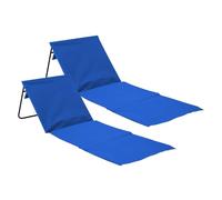 THINIA HOME - Esterilla Plegable de Playa Acolchada con Respaldo (Pack 2), Acero y Tela Oxford, Jardín, Impermeable, 149.5x50.5x42 cm (Largo x Ancho x Alto), Color Gris, Azul, Verde, Rojo o Rosa