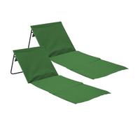 THINIA HOME - Esterilla Plegable de Playa Acolchada con Respaldo, Acero y Tela Oxford, Impermeable, Secado Rápido, Diseño Portátil, Bolsillo Trasero, Asa de Transporte, Pack 2