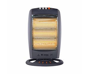 THINIA HOME - Estufa Eléctrica Halógena de Bajo Consumo, Movimiento Oscilante, Sensor de Protección Antivuelco, 3 Niveles de Potencia, 1200W, Diseño Portátil, Gris