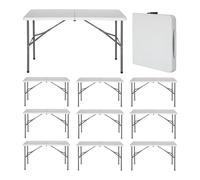 Thinia Home MegaPack 10 Mesas Plegables para Camping Blanco 122x74cm Thinia Home
