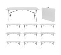 Thinia Home MegaPack 10 Mesas Plegables Rectangulares para Catering Blanco 240x74cm Thinia Home