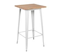 Thinia Home Mesa Alta Industrial Cuadrada de Madera y Acero 60x60x105cm Thinia Home