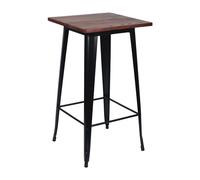 Thinia Home Mesa Alta Industrial Cuadrada de Madera y Acero 60x60x105cm Thinia Home