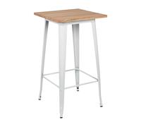 Thinia Home Mesa Alta Industrial Cuadrada de Madera y Acero 60x60x105cm Thinia Home