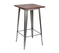 Thinia Home Mesa Alta Industrial Cuadrada de Madera y Acero 60x60x105cm Thinia Home